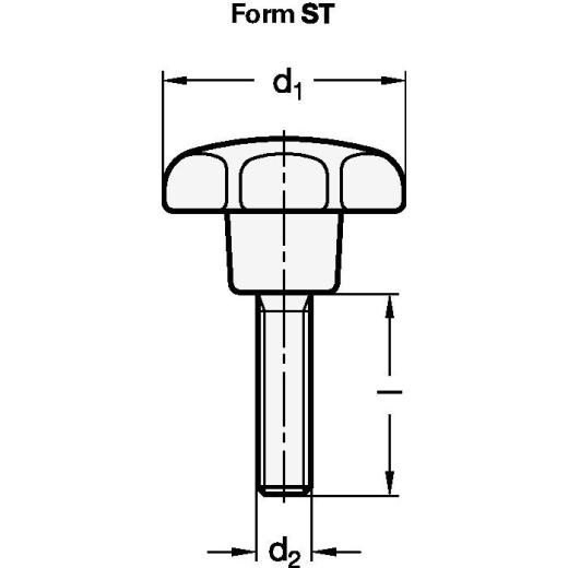 Sterngriff GN 6336.4 Sterngriffschraube Ku.d1 63mm d2 M 12mm l50mm GANTER | 10 Stück