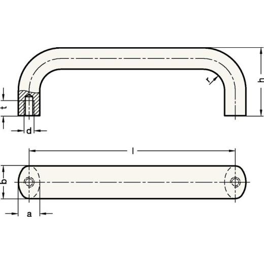 Bügelgriff GN 565 l 120 ± 0,25mm t min.10mm h 49mm GANTER