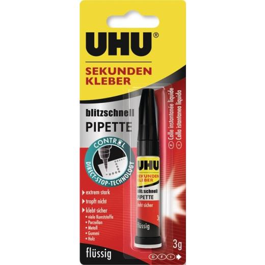 Sekundenkleber blitzschnell PIPETTE Control 3g farblos Tube UHU | 10 Stück