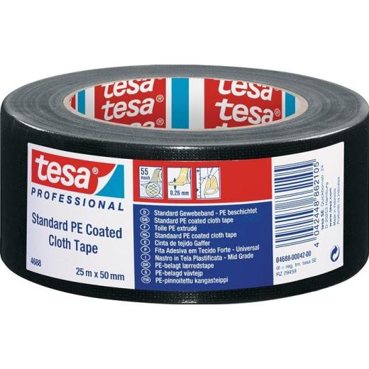 Gewebeband tesaband® Stand.4688 schwarz L.25m B.50mm Rl.TESA | 5 Stück