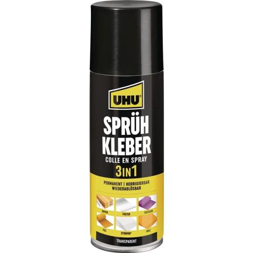 Sprühkleber 3 in 1 leicht gelblich 200 ml Spraydose UHU | 6 Stück