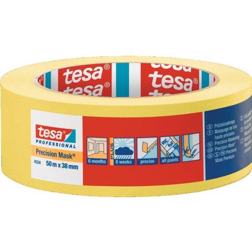 Präzisionskrepp 4334 glatt gelb L.50m B.38mm Rl.TESA | 4 Stück