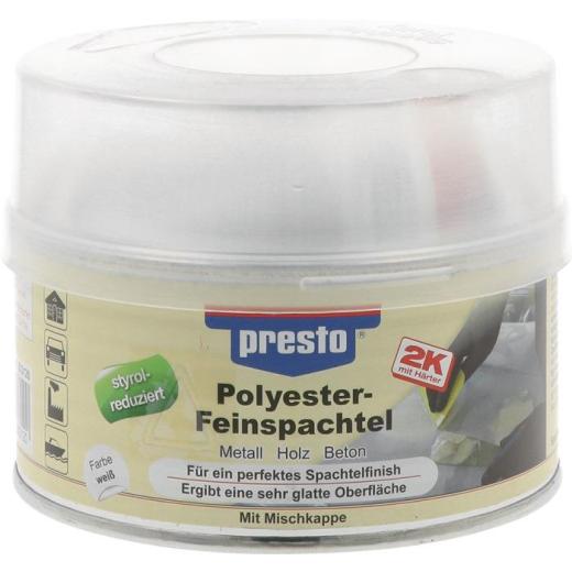 2K-Feinspachtel weiß,Härter rot 500g Dose PRESTO | 6 Stück