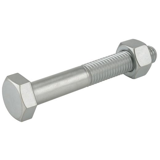 Baubolzen mit Mutter CE 4.8 | M 20 x 360 | galv. verzinkt | 15 Stück