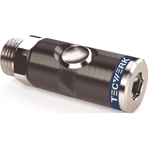 Druckknopf-Sicherheitskupplung DN 7,4,AG AluNBR Gew.G 1/2 Zoll 20,95mm TECWERK
