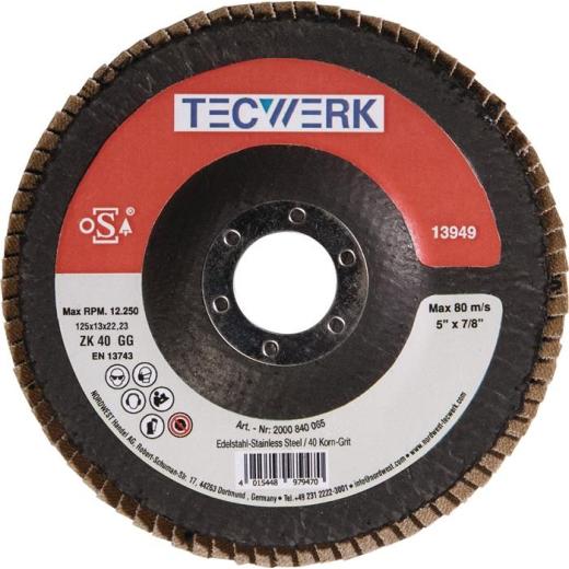 Fächerscheibe D.125mm K.40 kon.Alu.SCg TECWERK | 10 Stück