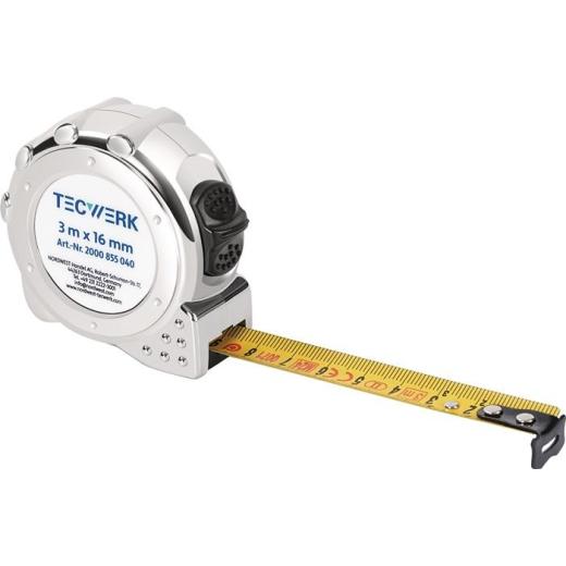 Taschenrollbandmaß L.5m B.19mm mm/cm EG II Ku.CR TECWERK