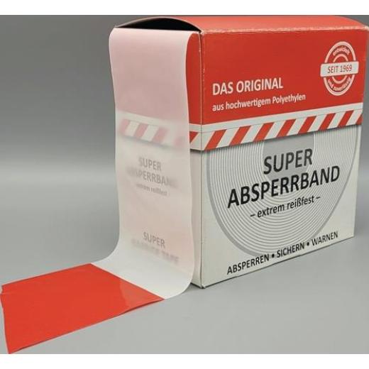 Absperrband L.100m B.80mm rot/weiß geblockt 100m/Karton KELMAPLAST