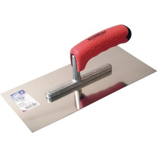 Glättekelle L.280mm B.130mm 2K-Griff Zahn 6x6mm rostfr.VA HAROMAC | 30 Stück