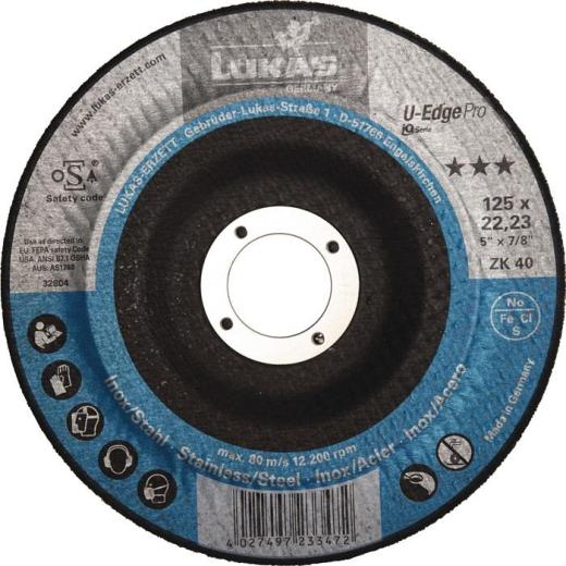 Kehlnahtschleifer D125xS10mm K.40 Scheibe fl.Bohr.22,23 Bohr.LUKAS | 5 Stück