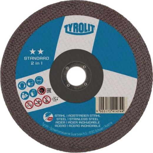 Trennscheibe STANDARD D125x1,6mm ger.2in1 Bohr.22,23mm TYROLIT | 25 Stück