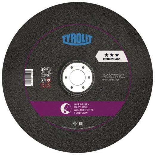 Trennscheibe PREMIUM FOCUR EXTRA D230x3mm gekr.Bohr.22,23mm TYROLIT | 25 Stück