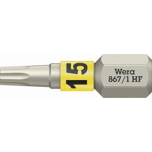 Bit 867 TORX® HF 1/4 Zoll TX 15 | Länge 25 mm | m.Farbleitsystem WERA | 10 Stück