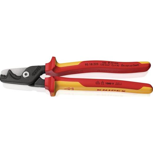Kabelschere StepCut® XL L.225mm Kopf brün.VDE Mehrkomp.-Hüllen KNIPEX