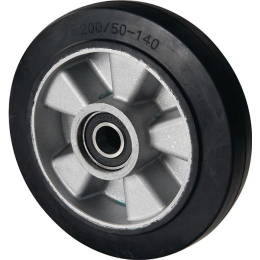 Lenkrad Elastik-Vollgummi Naben-L.55mm Rad-B.50mm D.200mm Guss-Felge f.Gabelhub.