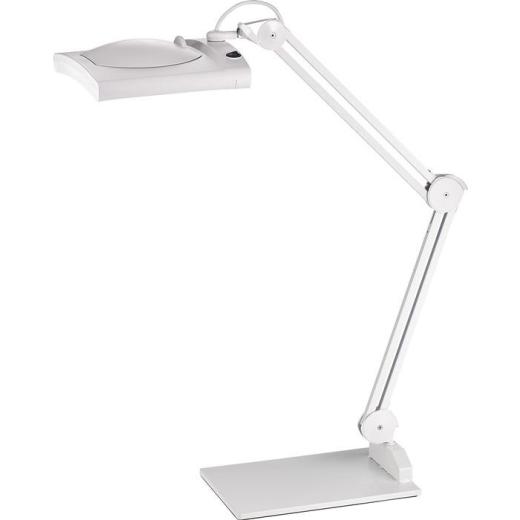 LED-Lupenleuchte Glaslinse 190,5mm (7,5 ) Tischklemme weiß Abdeckung,ecki. Kopf