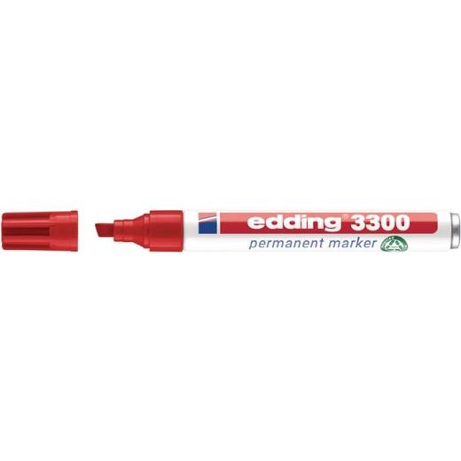 Permanentmarker 3300 rot Strich-B.1-5mm Keilspitze EDDING | 10 Stück