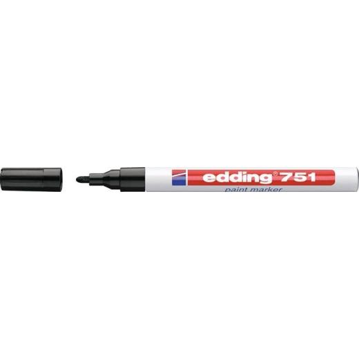 Lackmarker 751 schwarz Strich-B.1-2mm Rundspitze EDDING | 10 Stück