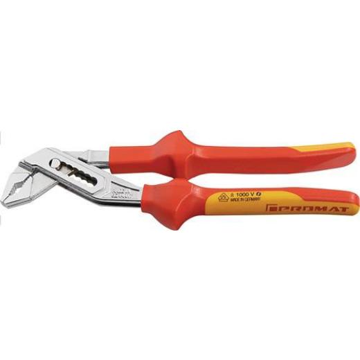 Wasserpumpenzange L.250mm Spann-W.6-44mm verchr.VDE Mehrkomp.-Hülle PROMAT