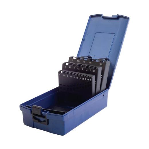 Leerkassette f.Spiralbohrer DIN 338 Abm.1-13 mm steig.um 0,5 mm 25-tlg.Ku.TECWERK