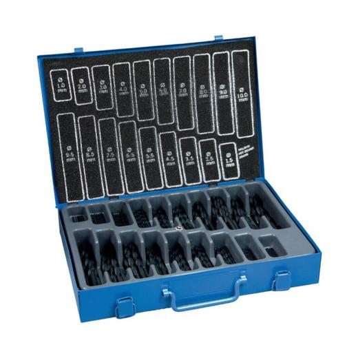 Spiralbohrermagazin DIN 338 TypN 1-10 mm steig.um 0,5 mm HSS 170tlg.