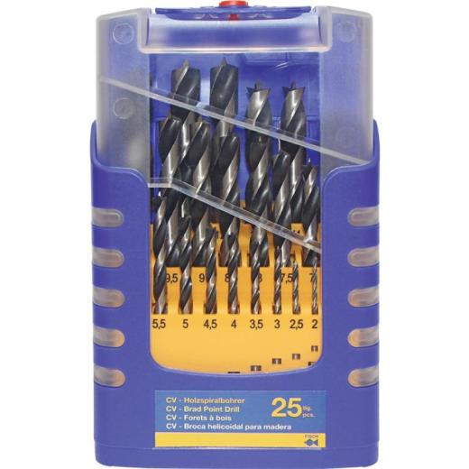 Holzspiralbohrersatz 012K 25-tlg. - Ø 1-13 mm 0,5 mm steig.CV-Stahl FISCH-TOOLS