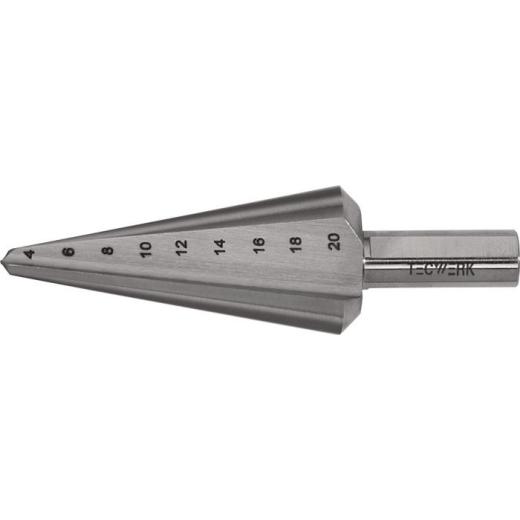 Blechschälbohrer Bohrber.4-20mm HSS-Co Gesamt-L.71mm Z.2 TECWERK