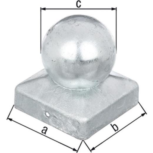 Pfostenkappe 70x70mm D.60mm eck.m.Kugelkopf TZN GAH | 6 Stück