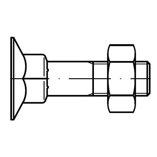 DIN 605 mit Mutter | M 8 x 55 mm | 200 Stück