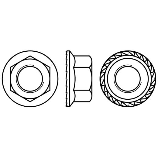 Sechskantmuttern mit Flansch und Sperrverzahnung | ~DIN 6923  | M 12 | 100 Stück