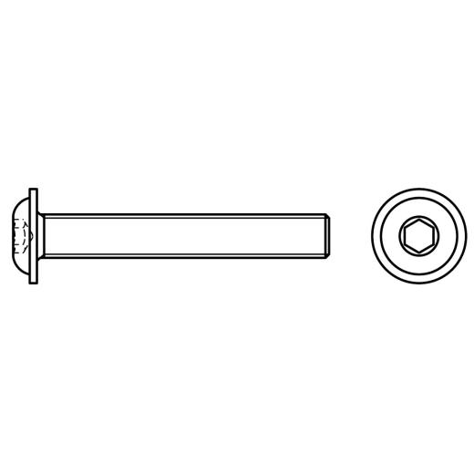 Flachkopfschrauben mit Innensechskant und Bund | ISO 7380-2 | M 5 x 8  | 500 Stück