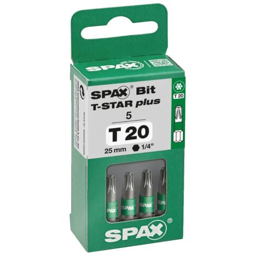 SPAX-Torx Bit mit Zapfen T20, Länge: 25 mm | 5 Stück