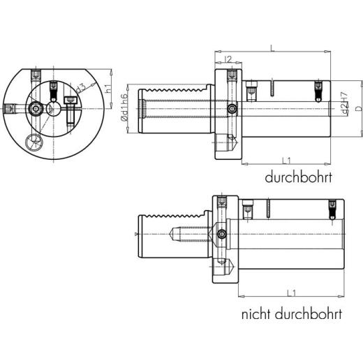 Werkzg.h.E2 S DIN 69880 Typ B Spann-D.20mm VDI30 z.Bohrstangen TECWERK