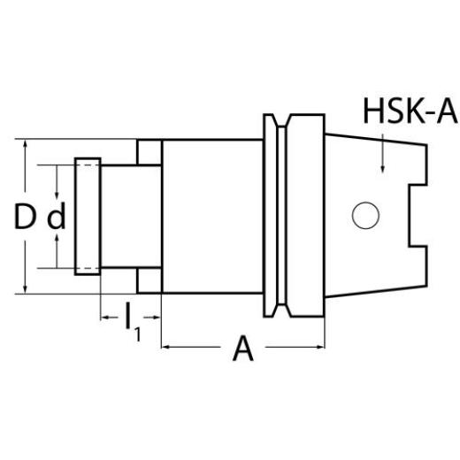Quernutaufsteckfräsdorn DIN 69893A Spann-D.27mm HSK-A63 A.-L.60mm TECWERK