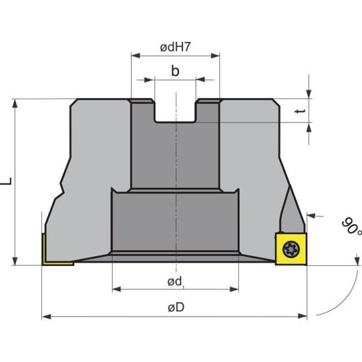 Eckfräser D.40mm vern.m.IK Z.5 SOMT 09T304 TECWERK