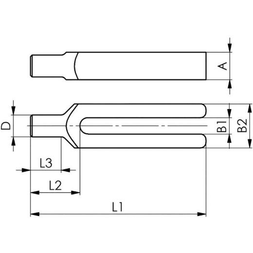 Gabelspanneisen DIN 6315C Schlitz-B.22mm L.315mm f.Spannschraube M20,M22 AMF