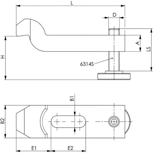 Spanneisen Nr.6316V f.T-Nut 20mm L.200mm Spannschraube M20x20x160mm AMF