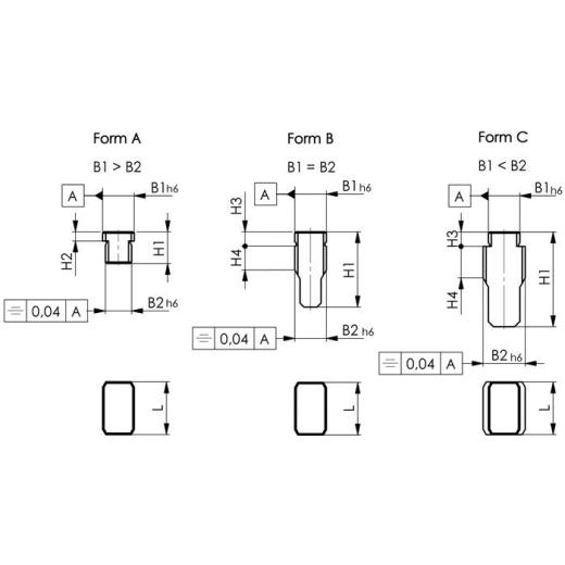 Nutenstein DIN 6323 Nennmaß der Nut 20/20mm Form B lose sitzend AMF