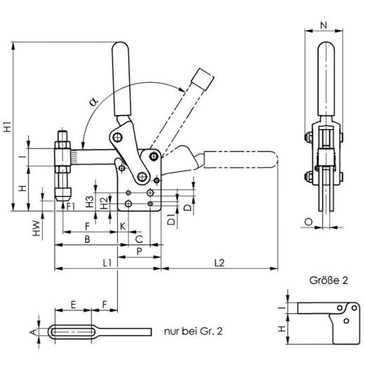 Senkrechtspanner Nr.6812P Gr.6 senkrechter Fuß schwer AMF
