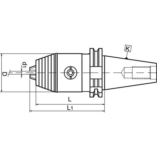 NC-Schnellspannbohrfutter DIN 69871A Spann-D.0,3-8mm SK40 A.-L.73mm WTE