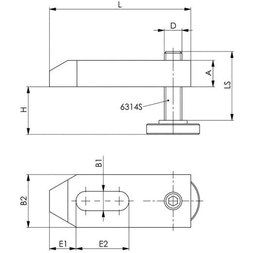 Spanneisen Nr.6314V f.T-Nut 16mm Spann-H.15-83mm Spannschraube M16x16x160mm AMF