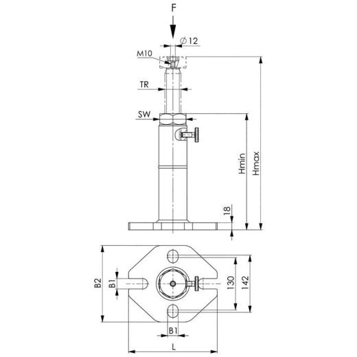 Schraubbock Nr.6435S Gr.460 schwer H.290-470mm AMF