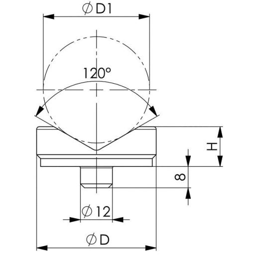 Schraubbockaufsatz Nr.6441 Einsteckzapfen-D.12mm Prisma AD 65mm AMF