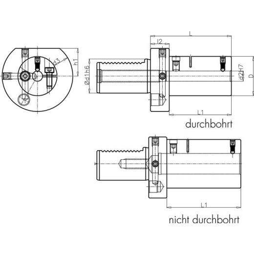 Werkzg.h.E2 S DIN 69880 Typ A Spann-D.16mm VDI30 z.Bohrstangen TECWERK