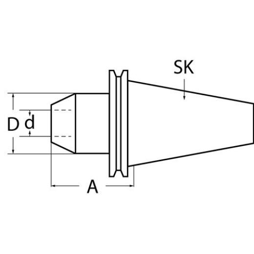Flächenspannfutter DIN 69871AD Weldon Spann-D.8mm SK40 A.-L.100mm PROMAT
