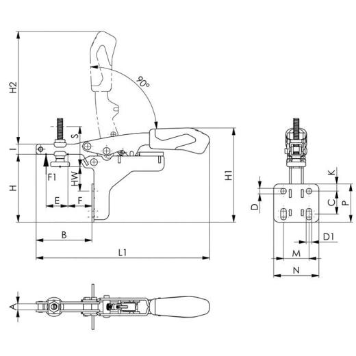 Waagrechtspanner Nr.6871 Gr.50 Winkelfuß AMF