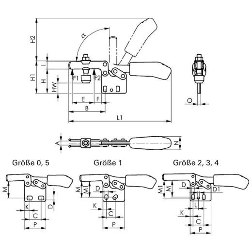 Waagrechtspanner Nr.6832 Gr.5 senkrechter Fuß AMF