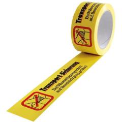 Kennzeichnungsband Breite 50mm L.66m S.52µ PVC gelb Aufdruck Transportsicherung | 12 Stück