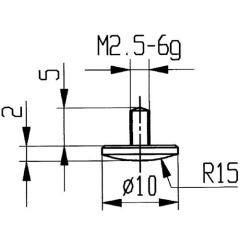 Messeins.D.10mm gewölbt R.15 M2,5 STA z.Messuhren KÄFER