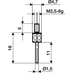 Messeins.D.1,5mm L.11mm Stift M2,5 STA z.Messuhren KÄFER